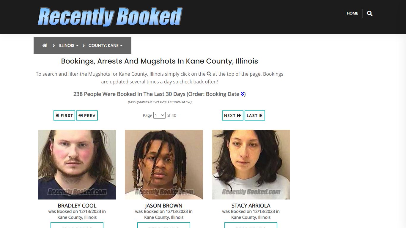 Recent bookings, Arrests, Mugshots in Kane County, Illinois